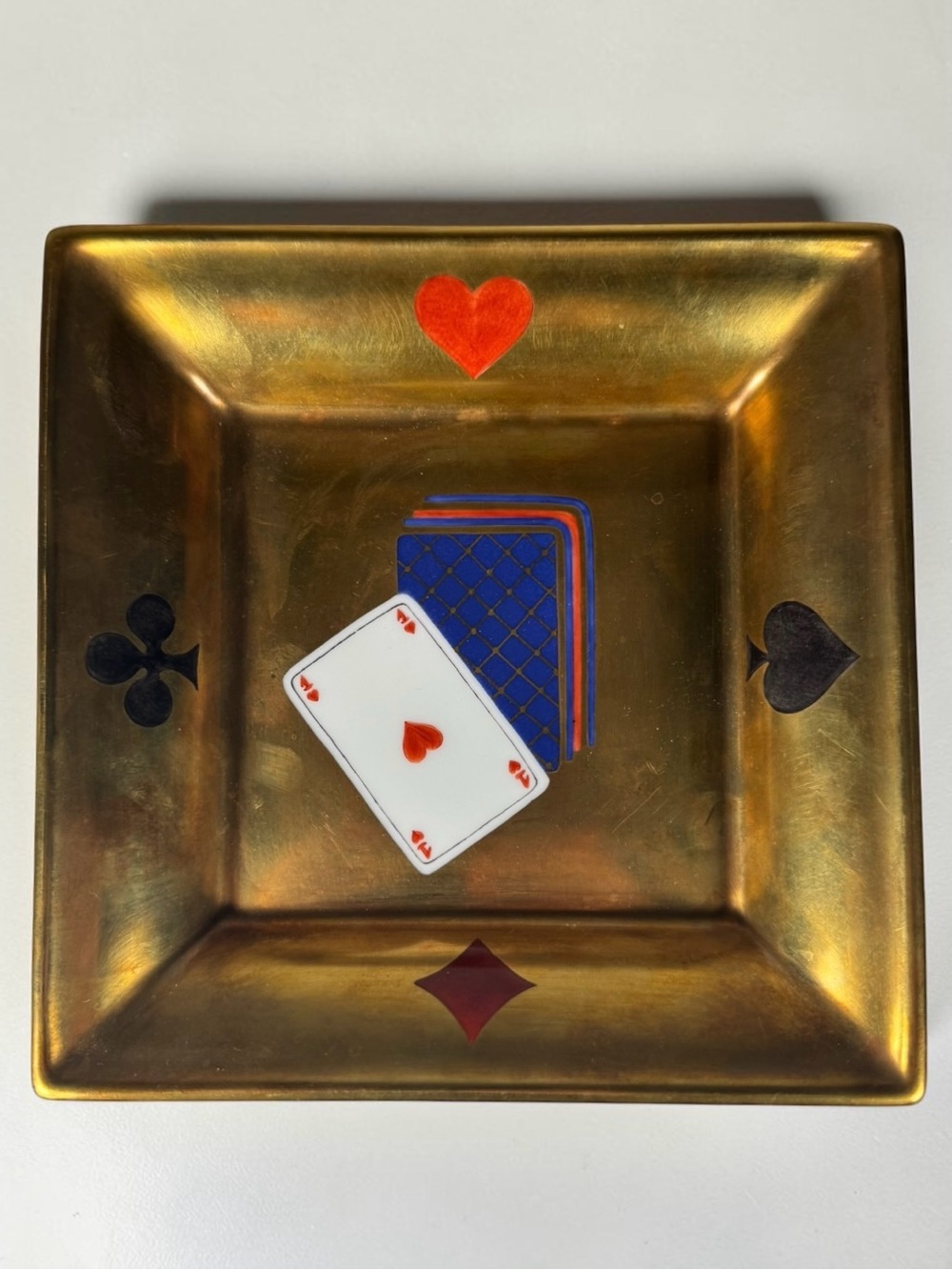 Tiffany & Co Private Stock Le Tallec France Gold Playing Card Tray Limoges